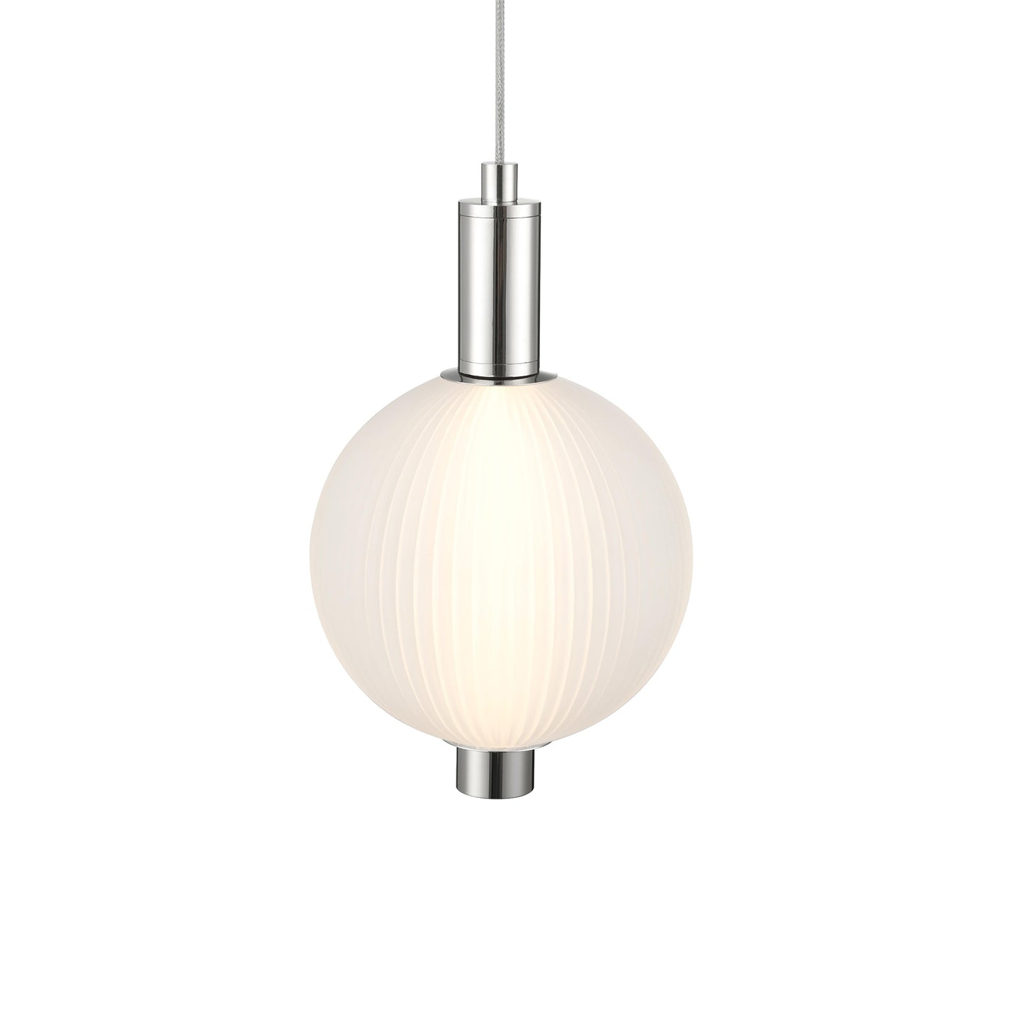 Eurofase Lighting Palmas 10" 1-Light Integrated LED Frosted Glass Shade Polished Nickel Mini Pendant Light