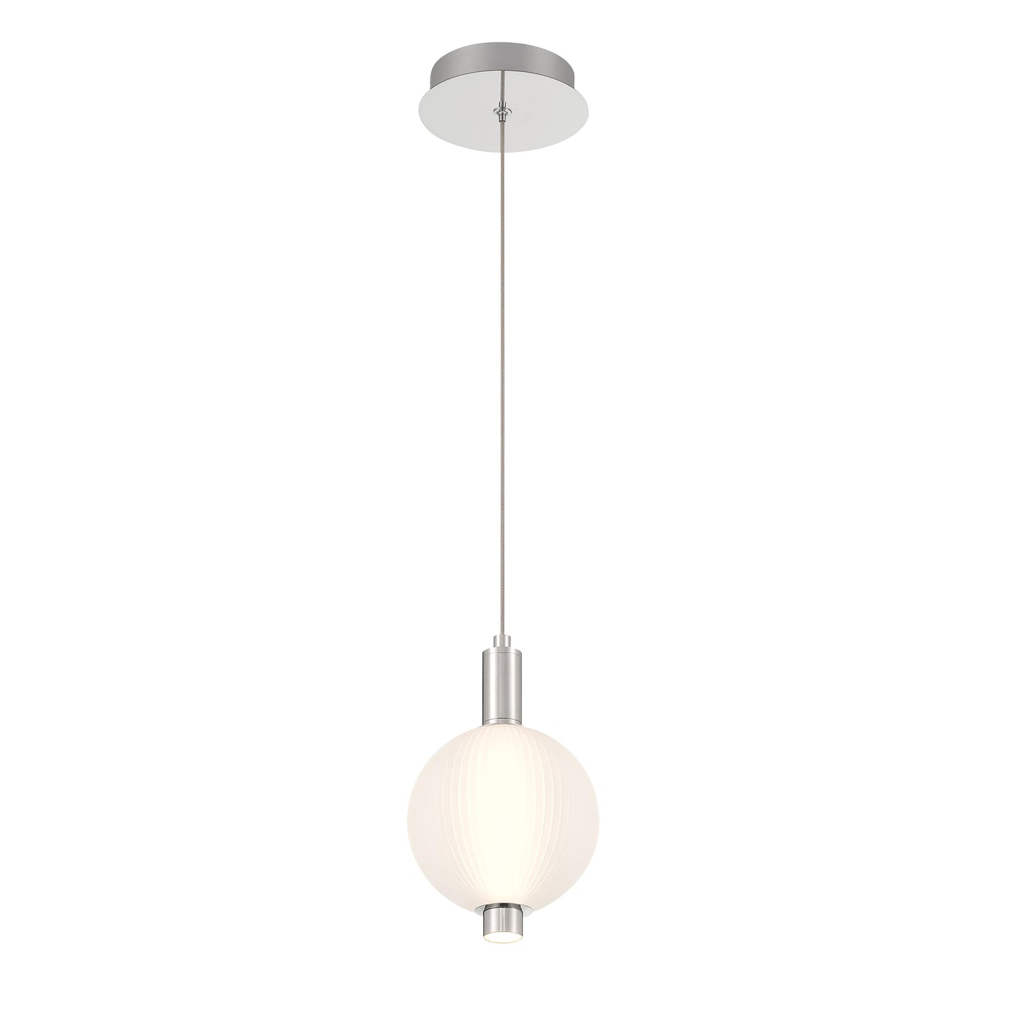 Eurofase Lighting Palmas 10" 1-Light Integrated LED Frosted Glass Shade Polished Nickel Mini Pendant Light