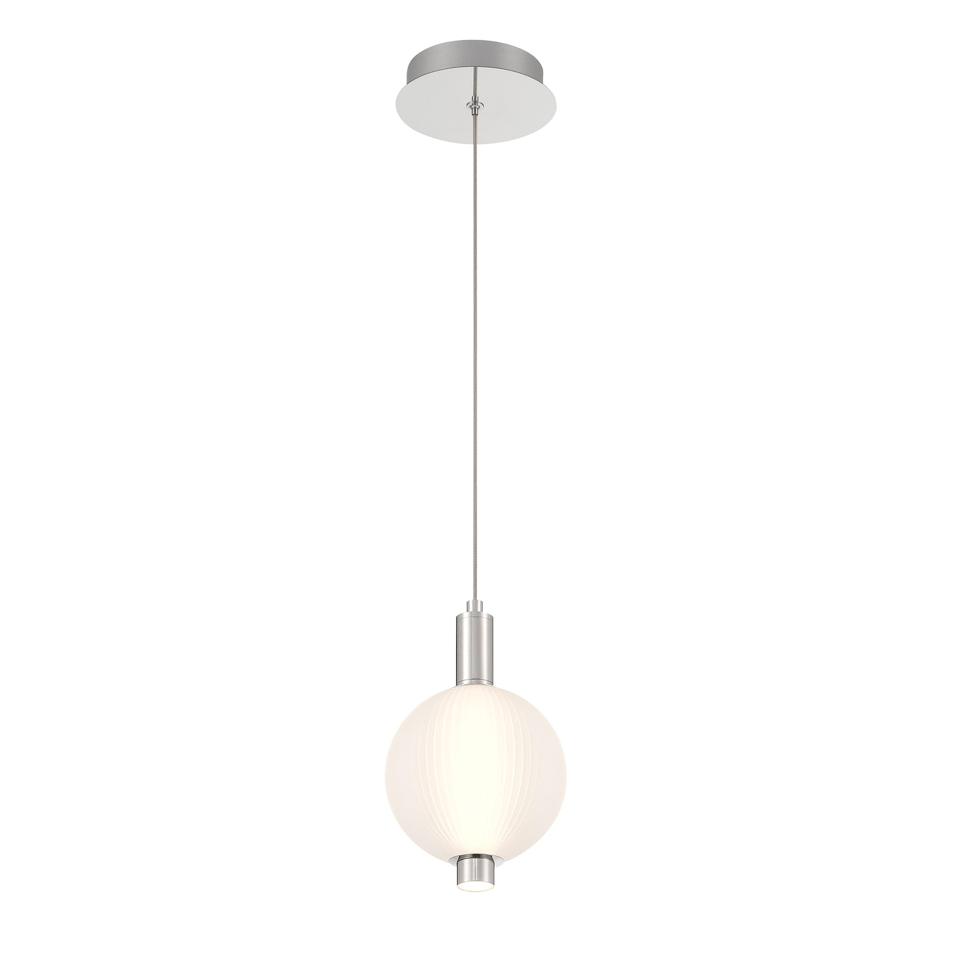 Eurofase Lighting Palmas 10" 1-Light Integrated LED Frosted Glass Shade Polished Nickel Mini Pendant Light