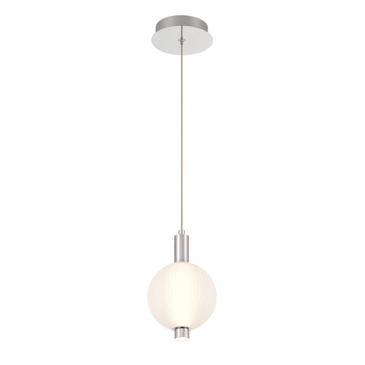 Eurofase Lighting Palmas 10" 1-Light Integrated LED Frosted Glass Shade Polished Nickel Mini Pendant Light