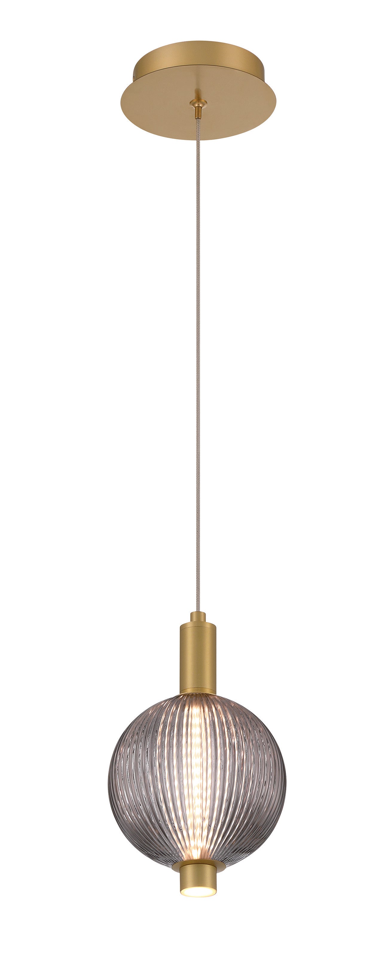 Eurofase Lighting Palmas 10" 1-Light Integrated LED Smoke Glass Shade Gold Mini Pendant Light