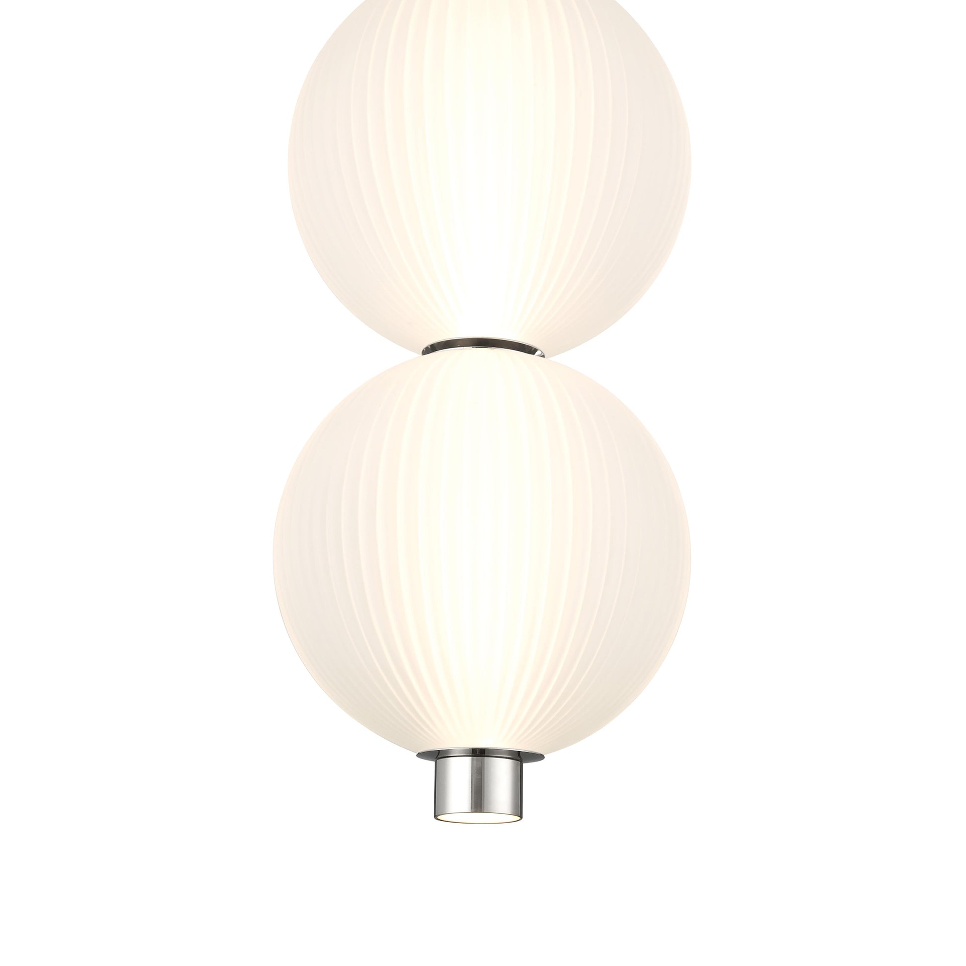 Eurofase Lighting Palmas 16" 2-Light Integrated LED Frosted Glass Shade Polished Nickel Mini Pendant Light