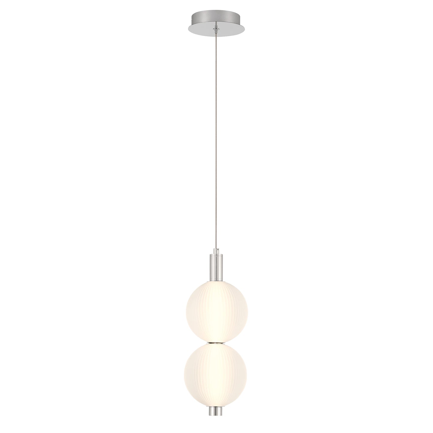 Eurofase Lighting Palmas 16" 2-Light Integrated LED Frosted Glass Shade Polished Nickel Mini Pendant Light