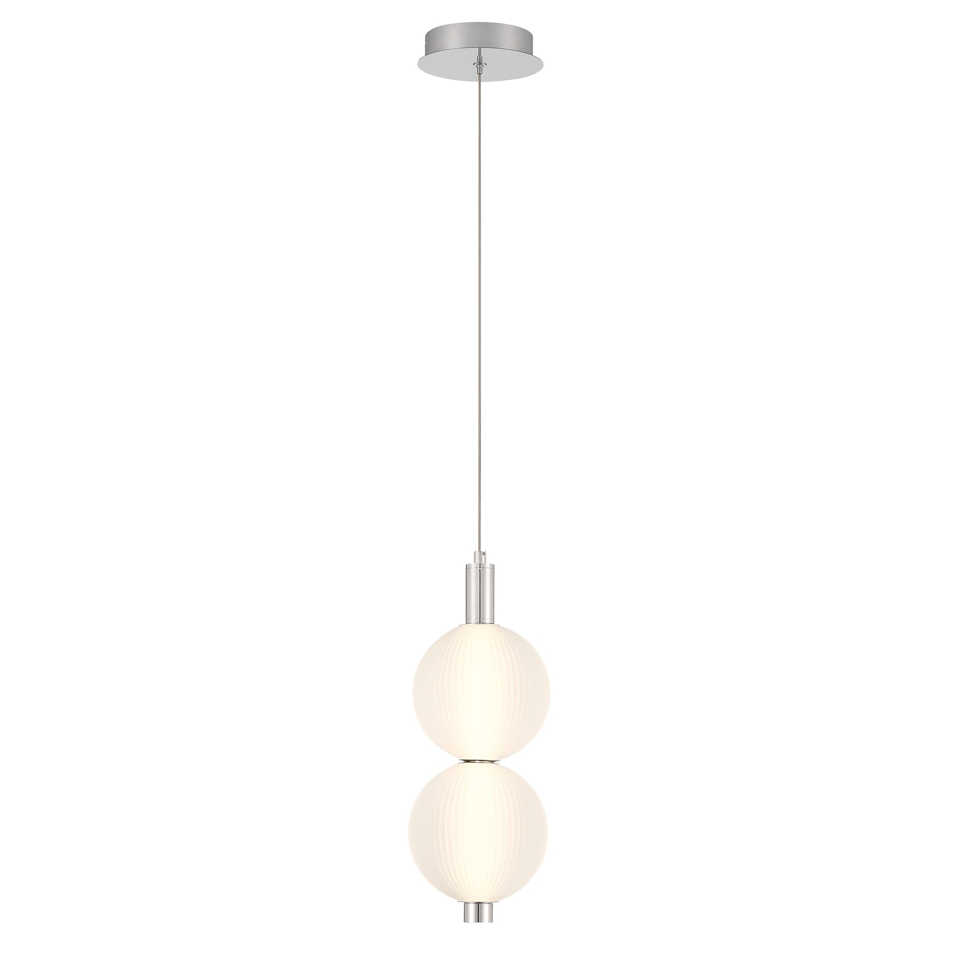 Eurofase Lighting Palmas 16" 2-Light Integrated LED Frosted Glass Shade Polished Nickel Mini Pendant Light