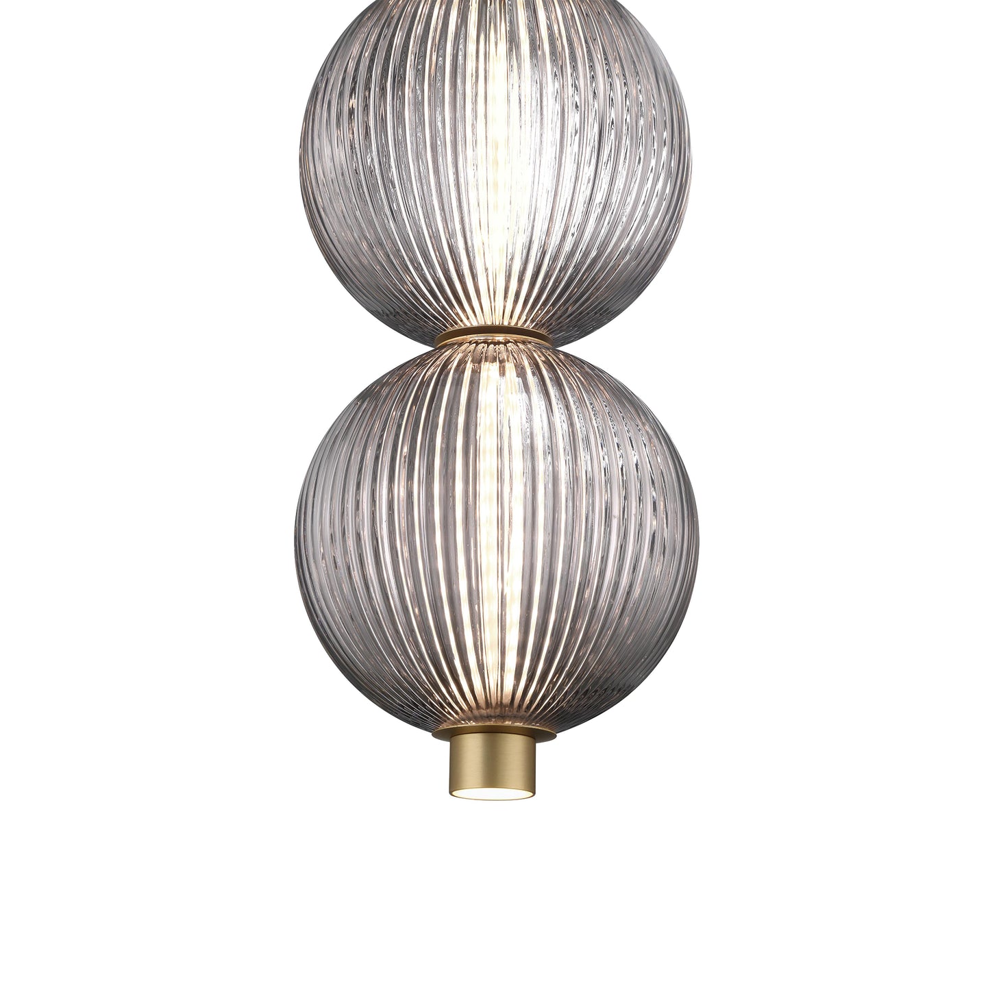 Eurofase Lighting Palmas 16" 2-Light Integrated LED Smoke Glass Shade Gold Mini Pendant Light