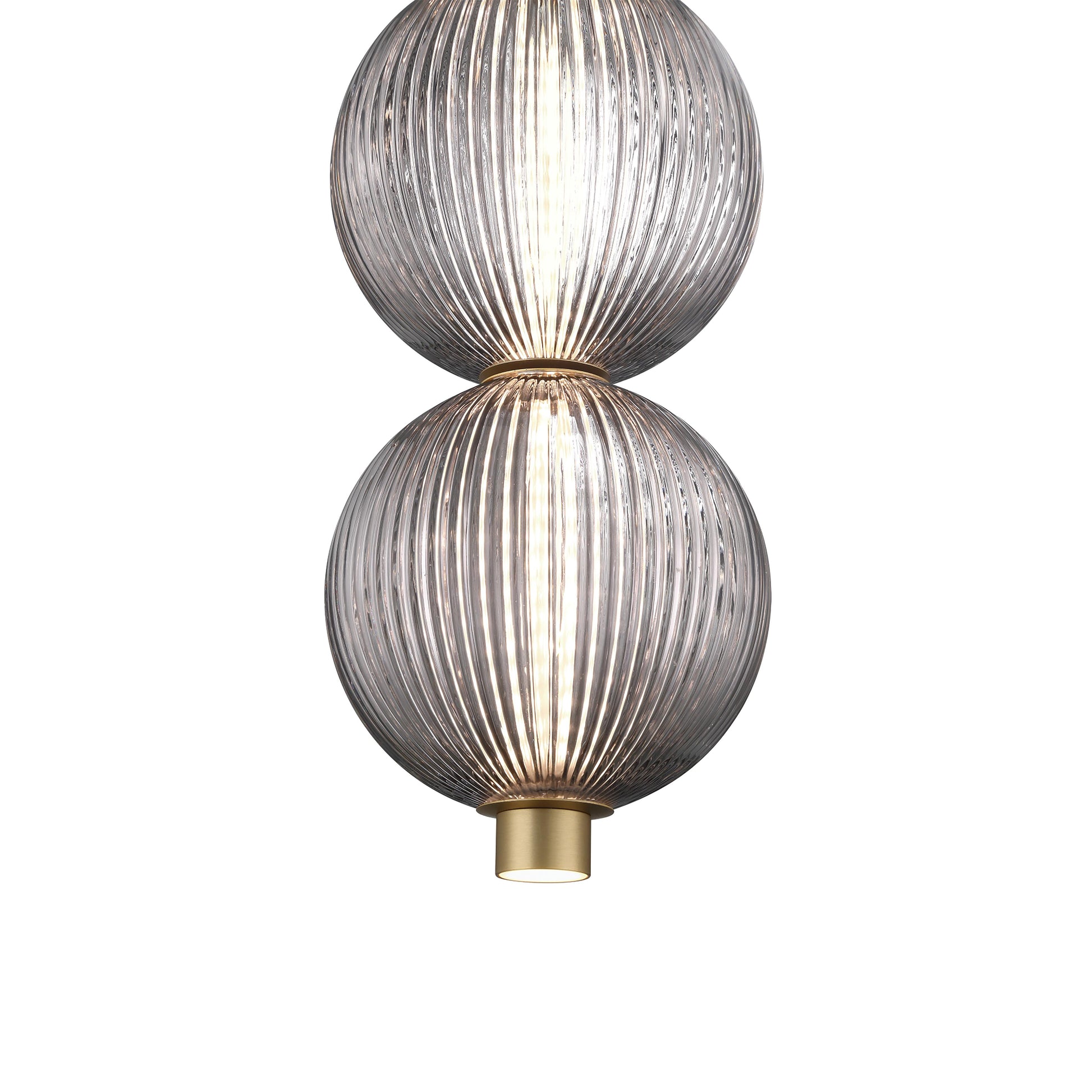 Eurofase Lighting Palmas 16" 2-Light Integrated LED Smoke Glass Shade Gold Mini Pendant Light