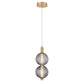 Eurofase Lighting Palmas 16" 2-Light Integrated LED Smoke Glass Shade Gold Mini Pendant Light