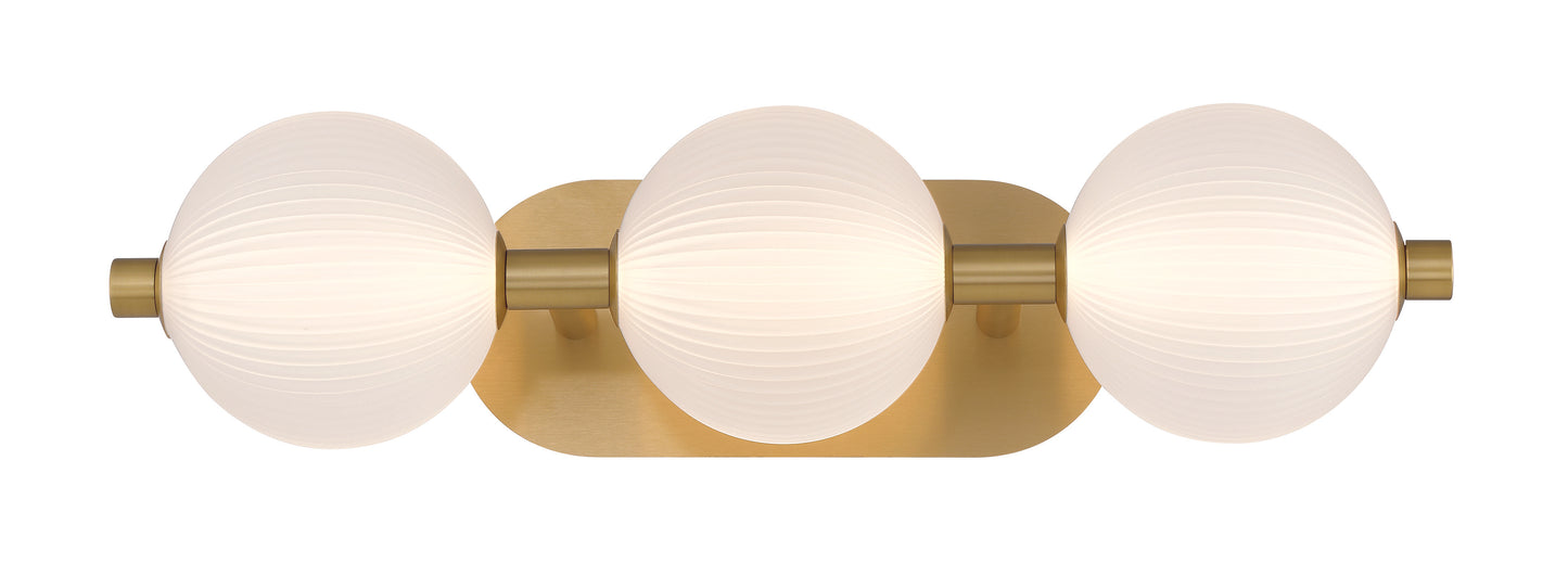 Eurofase Lighting Palmas 23" 3-Light Integrated LED Frosted Glass Shade Gold Vanity Light