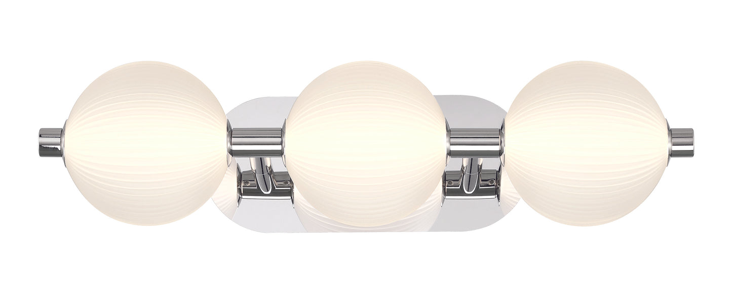 Eurofase Lighting Palmas 23" 3-Light Integrated LED Frosted Glass Shade Polished Nickel Vanity Light
