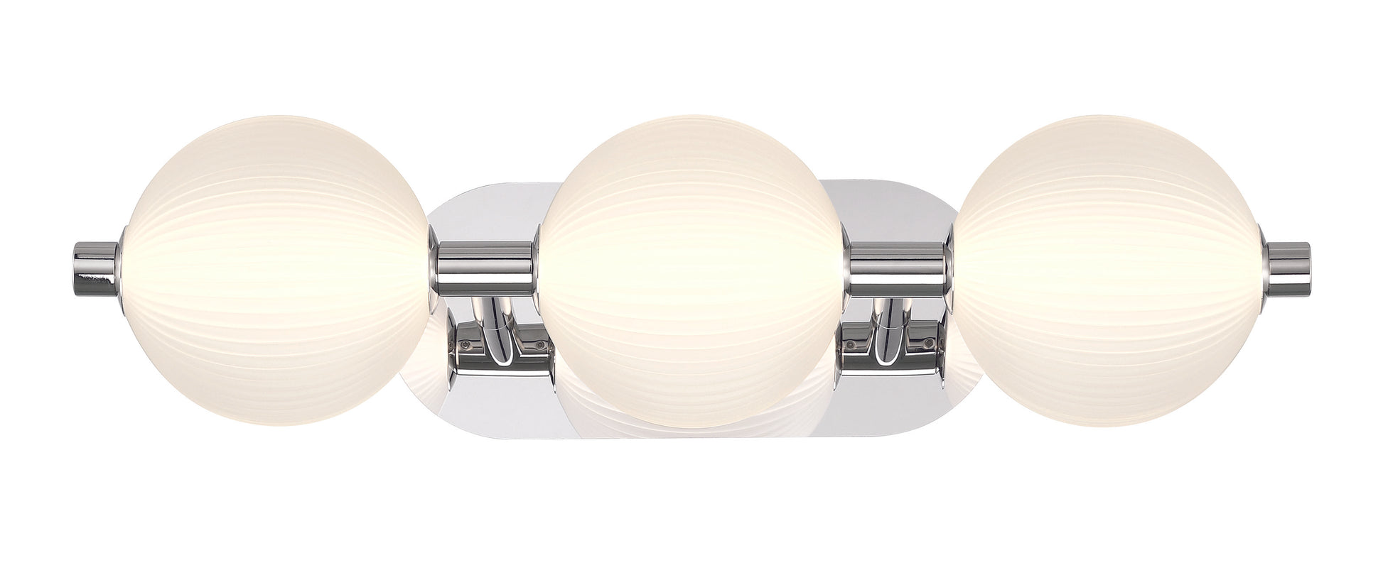 Eurofase Lighting Palmas 23" 3-Light Integrated LED Frosted Glass Shade Polished Nickel Vanity Light