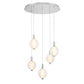 Eurofase Lighting Palmas 24" 5-Light Integrated LED Frosted Glass Shade Polished Nickel Multi Drop Chandelier