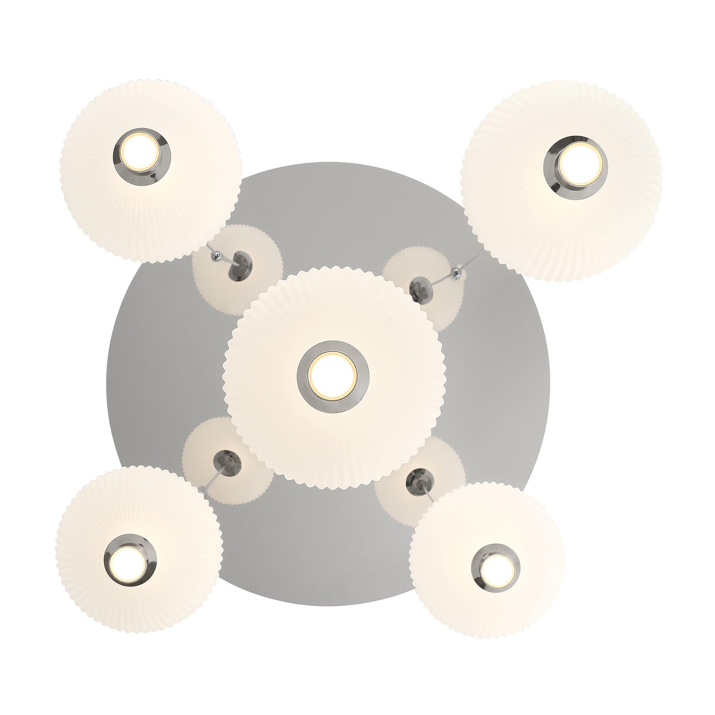 Eurofase Lighting Palmas 24" 5-Light Integrated LED Frosted Glass Shade Polished Nickel Multi Drop Chandelier