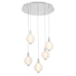 Eurofase Lighting Palmas 24" 5-Light Integrated LED Frosted Glass Shade Polished Nickel Multi Drop Chandelier