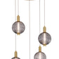 Eurofase Lighting Palmas 24" 5-Light Integrated LED Smoke Glass Shade Gold Multi Drop Chandelier