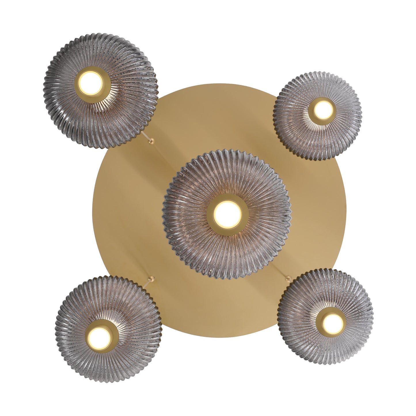 Eurofase Lighting Palmas 24" 5-Light Integrated LED Smoke Glass Shade Gold Multi Drop Chandelier