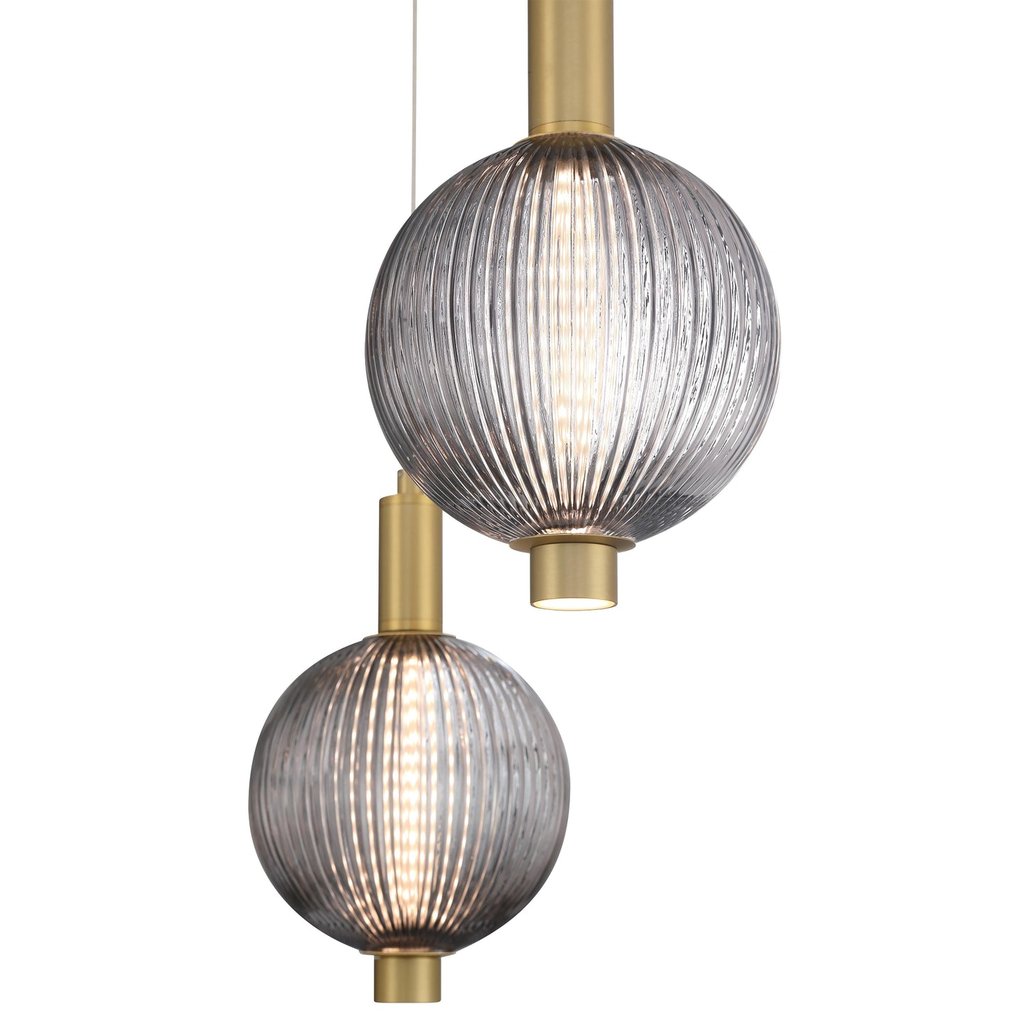 Eurofase Lighting Palmas 24" 5-Light Integrated LED Smoke Glass Shade Gold Multi Drop Chandelier