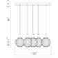Eurofase Lighting Palmas 24" 5-Light Integrated LED Smoke Glass Shade Gold Multi Drop Chandelier
