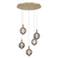 Eurofase Lighting Palmas 24" 5-Light Integrated LED Smoke Glass Shade Gold Multi Drop Chandelier
