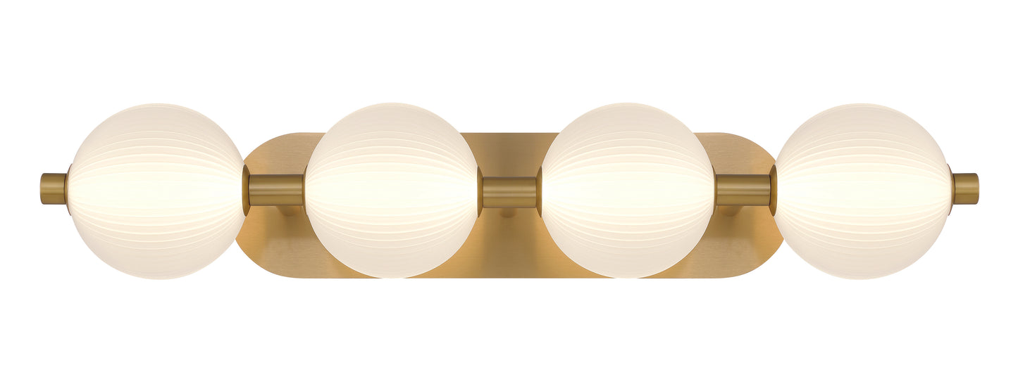 Eurofase Lighting Palmas 30" 4-Light Integrated LED Frosted Glass Shade Gold Vanity Light