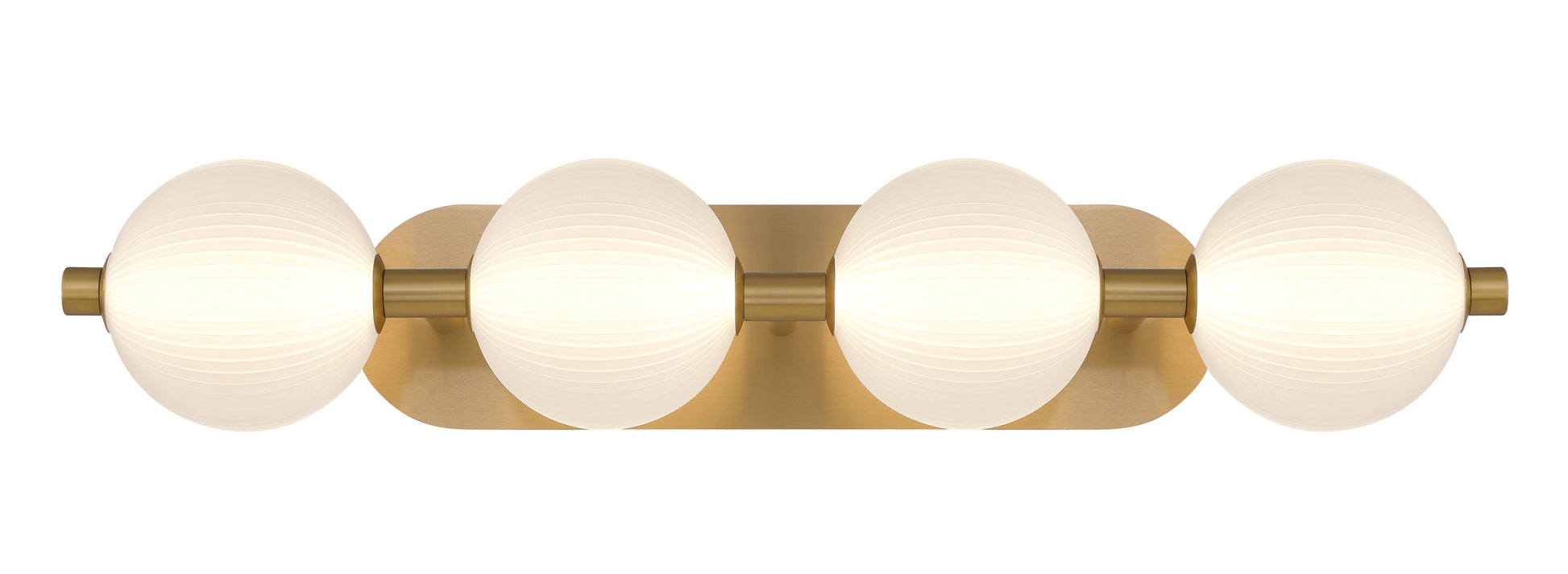 Eurofase Lighting Palmas 30" 4-Light Integrated LED Frosted Glass Shade Gold Vanity Light