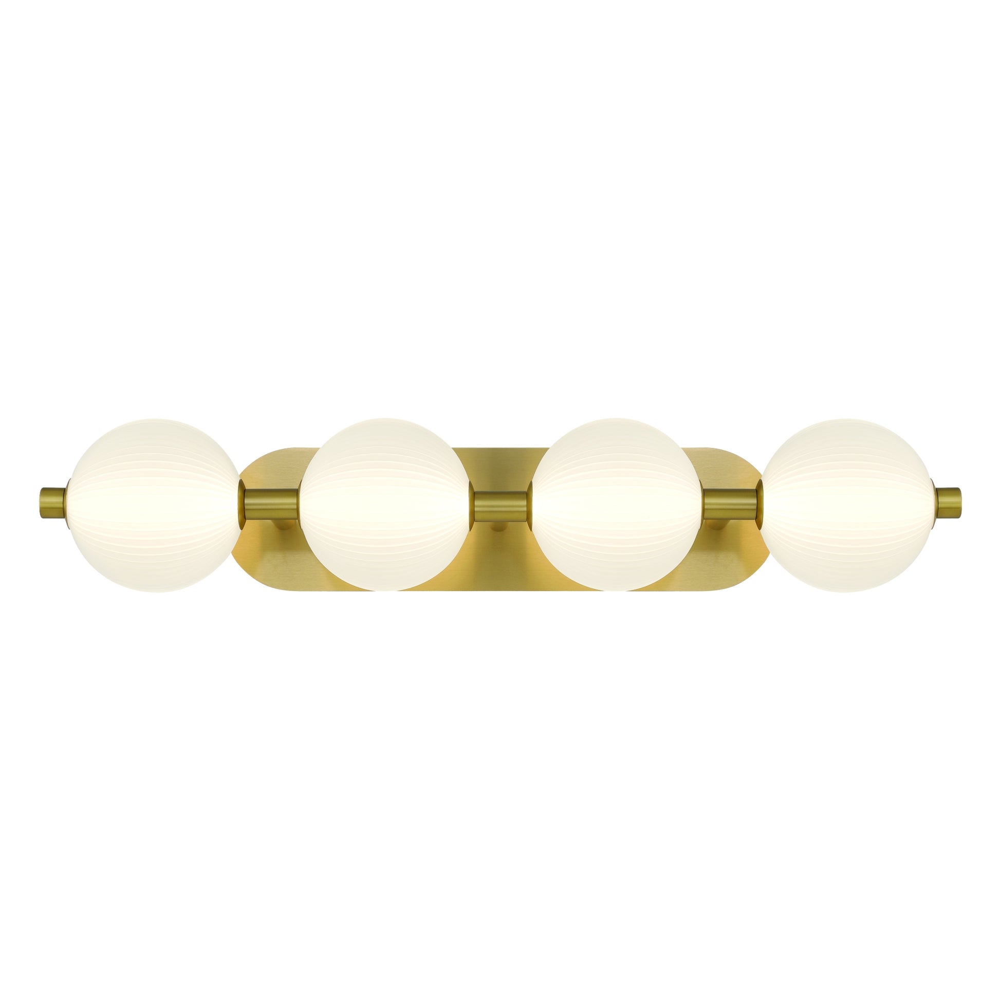Eurofase Lighting Palmas 30" 4-Light Integrated LED Frosted Glass Shade Gold Vanity Light