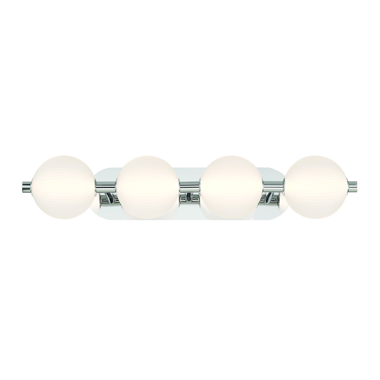 Eurofase Lighting Palmas 30" 4-Light Integrated LED Frosted Glass Shade Polished Nickel Vanity Light