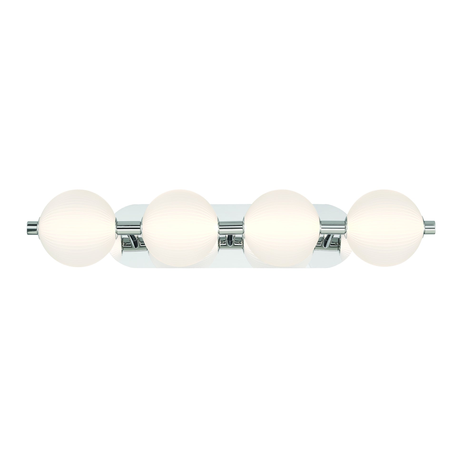 Eurofase Lighting Palmas 30" 4-Light Integrated LED Frosted Glass Shade Polished Nickel Vanity Light