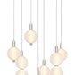 Eurofase Lighting Palmas 30" 7-Light Integrated LED Frosted Glass Shade Polished Nickel Chandelier