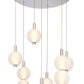 Eurofase Lighting Palmas 30" 7-Light Integrated LED Frosted Glass Shade Polished Nickel Chandelier