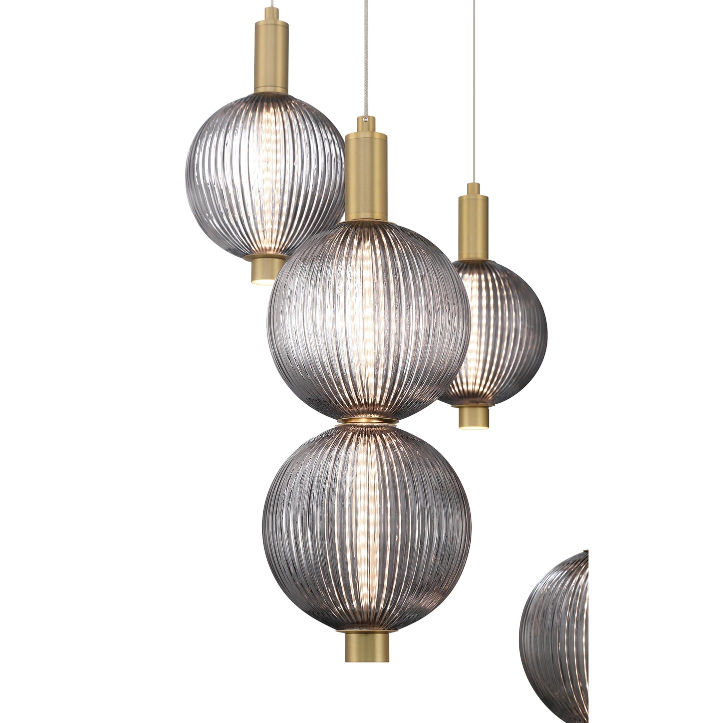 Eurofase Lighting Palmas 30" 7-Light Integrated LED Smoke Glass Shade Gold Chandelier