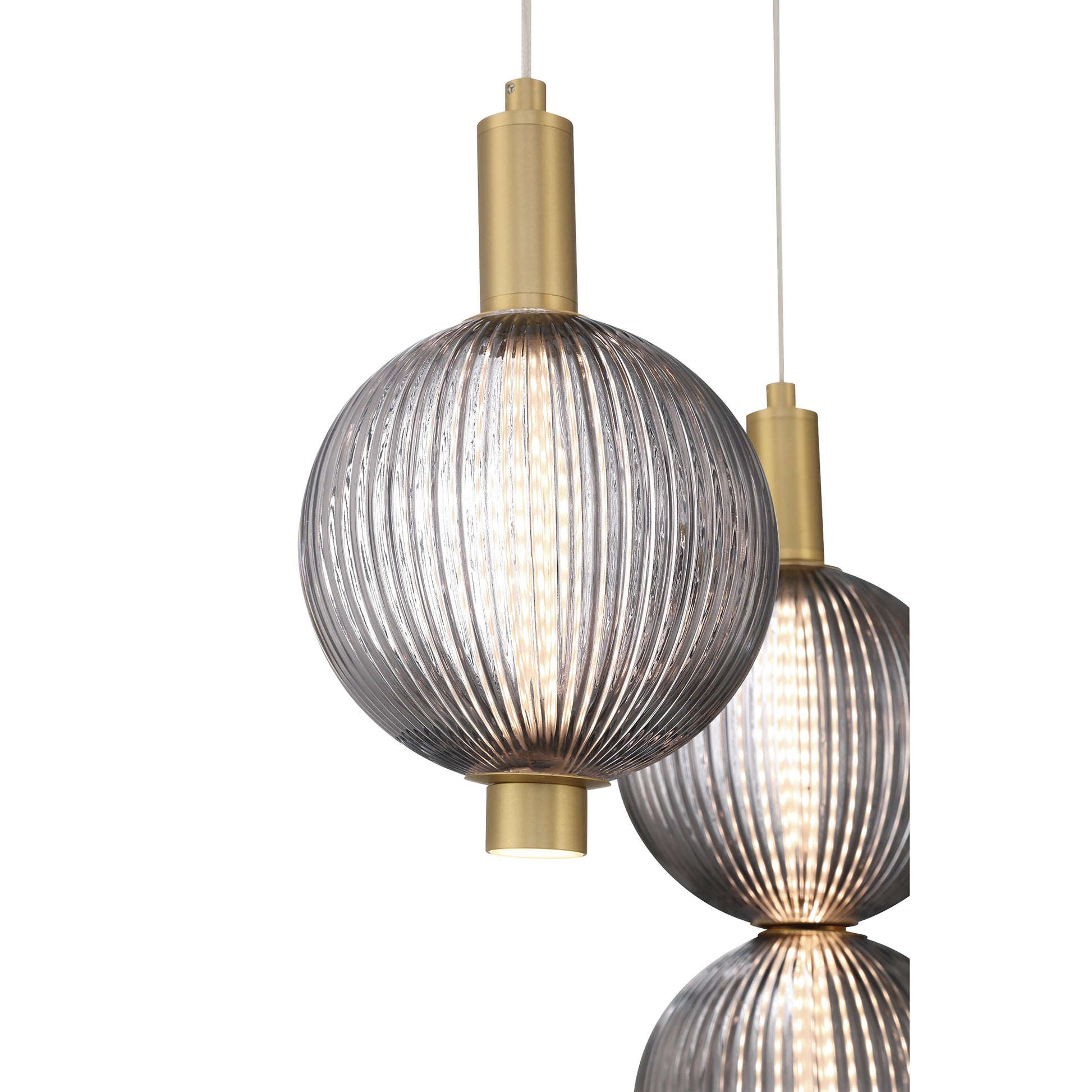 Eurofase Lighting Palmas 30" 7-Light Integrated LED Smoke Glass Shade Gold Chandelier