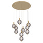 Eurofase Lighting Palmas 30" 7-Light Integrated LED Smoke Glass Shade Gold Chandelier