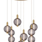 Eurofase Lighting Palmas 30" 7-Light Integrated LED Smoke Glass Shade Gold Chandelier
