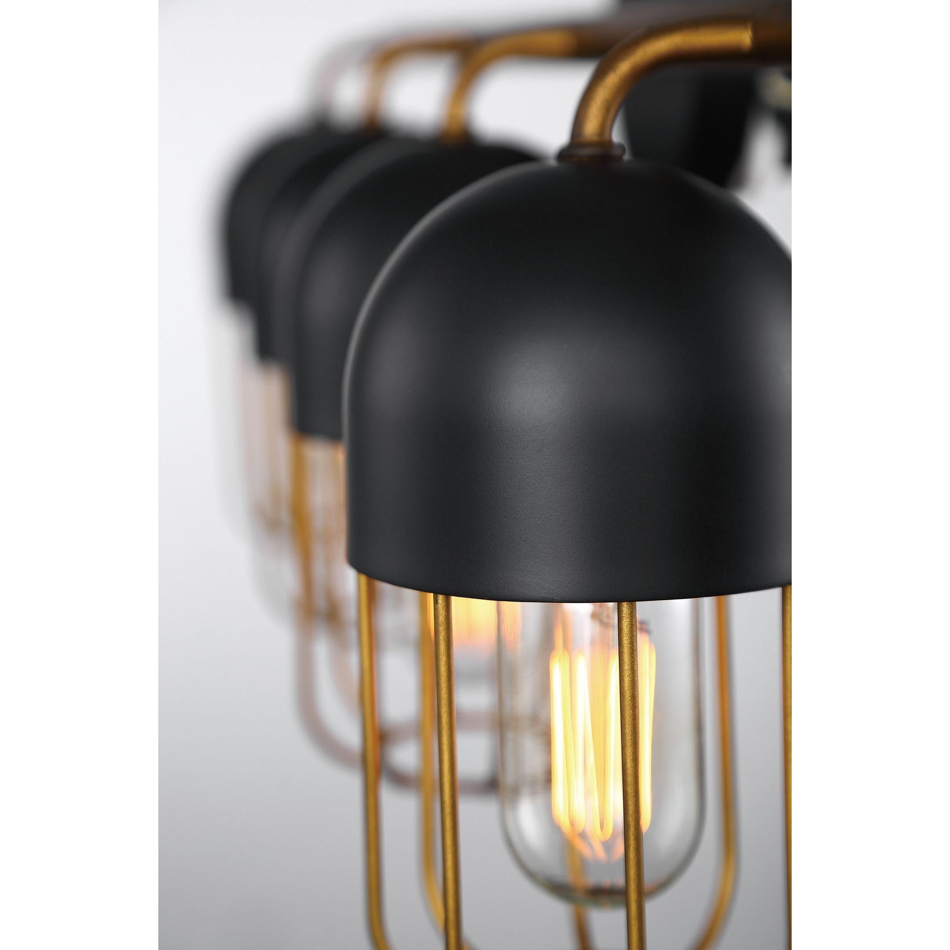 Eurofase Lighting Palmerston 19" 3-Light Dimmable Incandescent Matte Black Bath Bar With Gold Shades