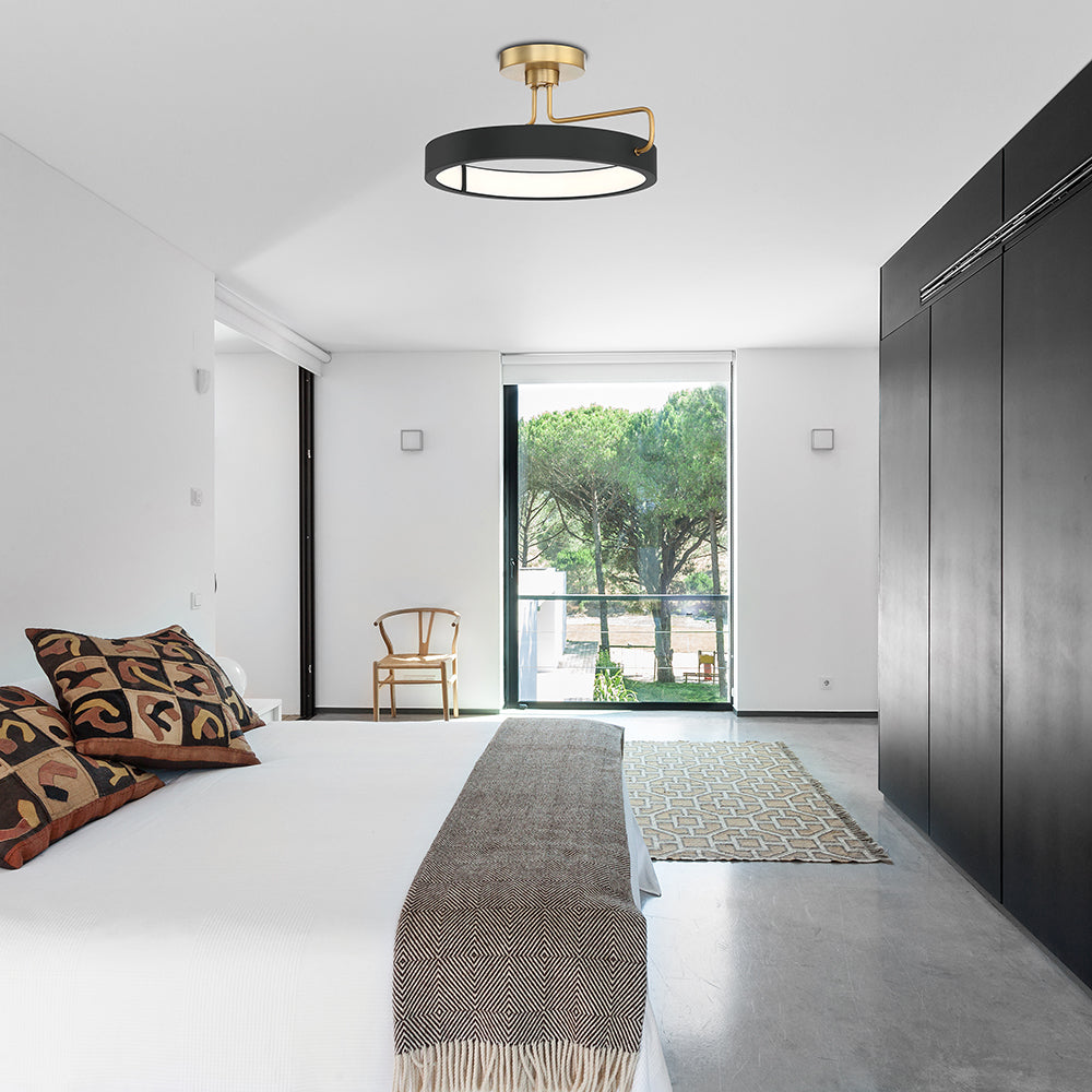 Eurofase Lighting Pemberton 18" Dimmable Integrated LED Antique Brass Metal Pendant Light/ Semi Flush Mount