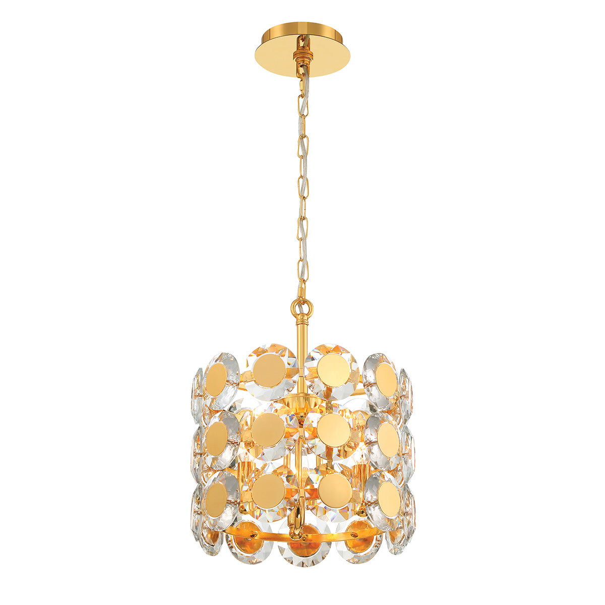 Eurofase Lighting Perrene 14" 3-Light Gold Incandescent Round Chandelier With Clear Glass Shade