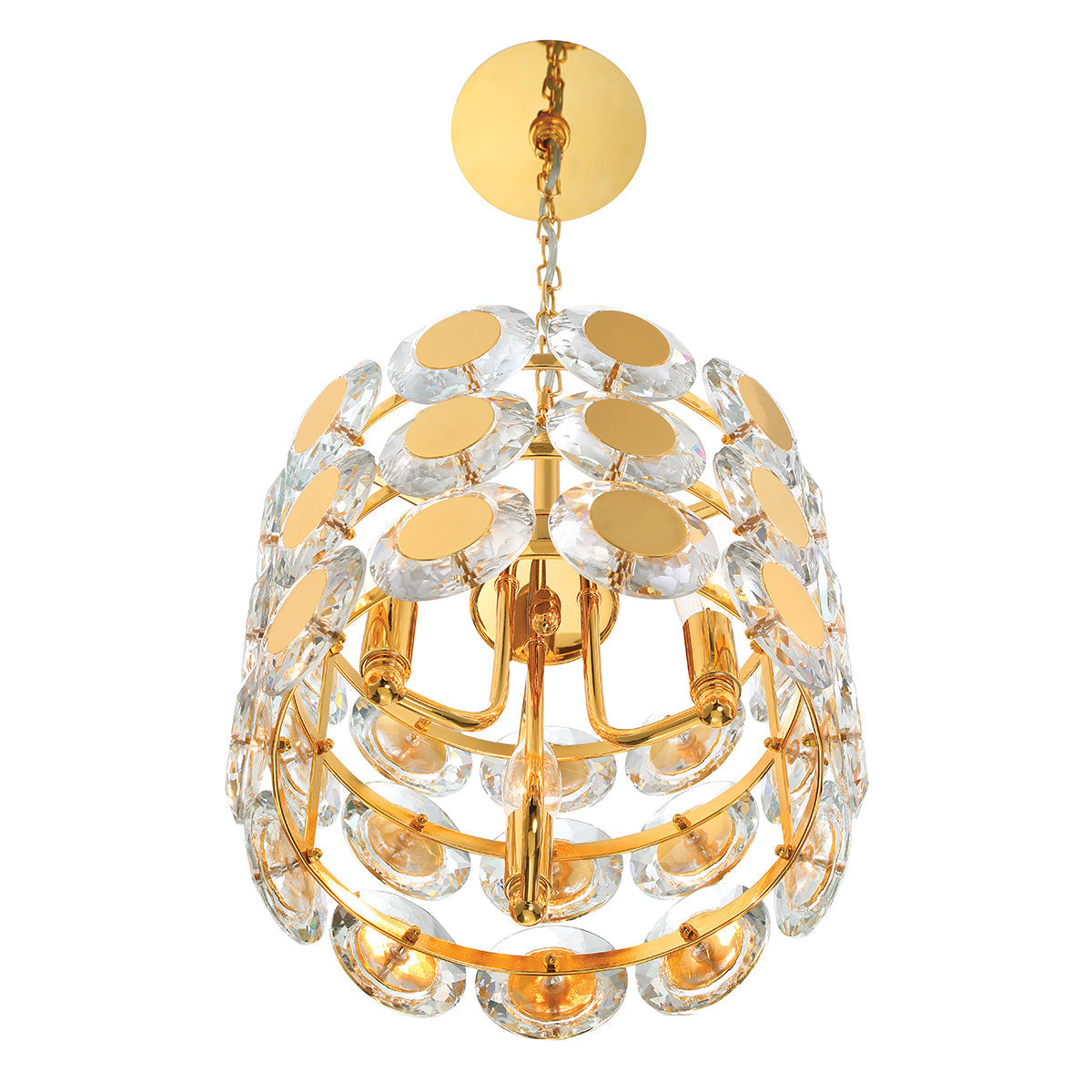 Eurofase Lighting Perrene 14" 3-Light Gold Incandescent Round Chandelier With Clear Glass Shade