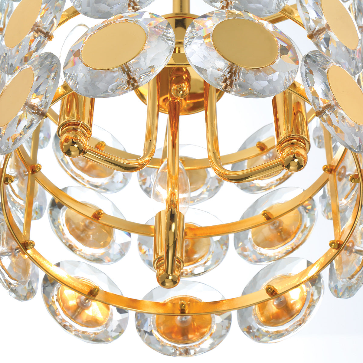 Eurofase Lighting Perrene 14" 3-Light Gold Incandescent Round Chandelier With Clear Glass Shade