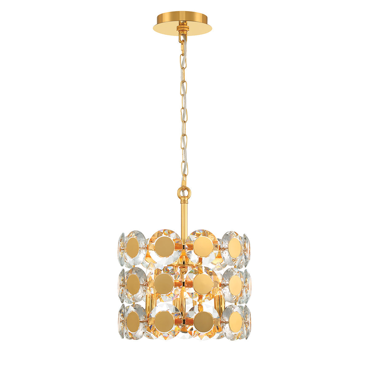 Eurofase Lighting Perrene 14" 3-Light Gold Incandescent Round Chandelier With Clear Glass Shade