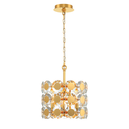 Eurofase Lighting Perrene 14" 3-Light Gold Incandescent Round Chandelier With Clear Glass Shade