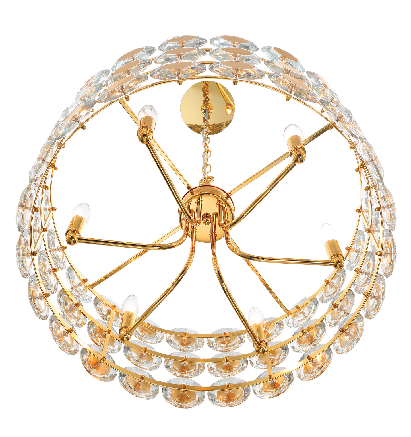 Eurofase Lighting Perrene 23" 6-Light Gold Incandescent Round Chandelier With Clear Glass Shade