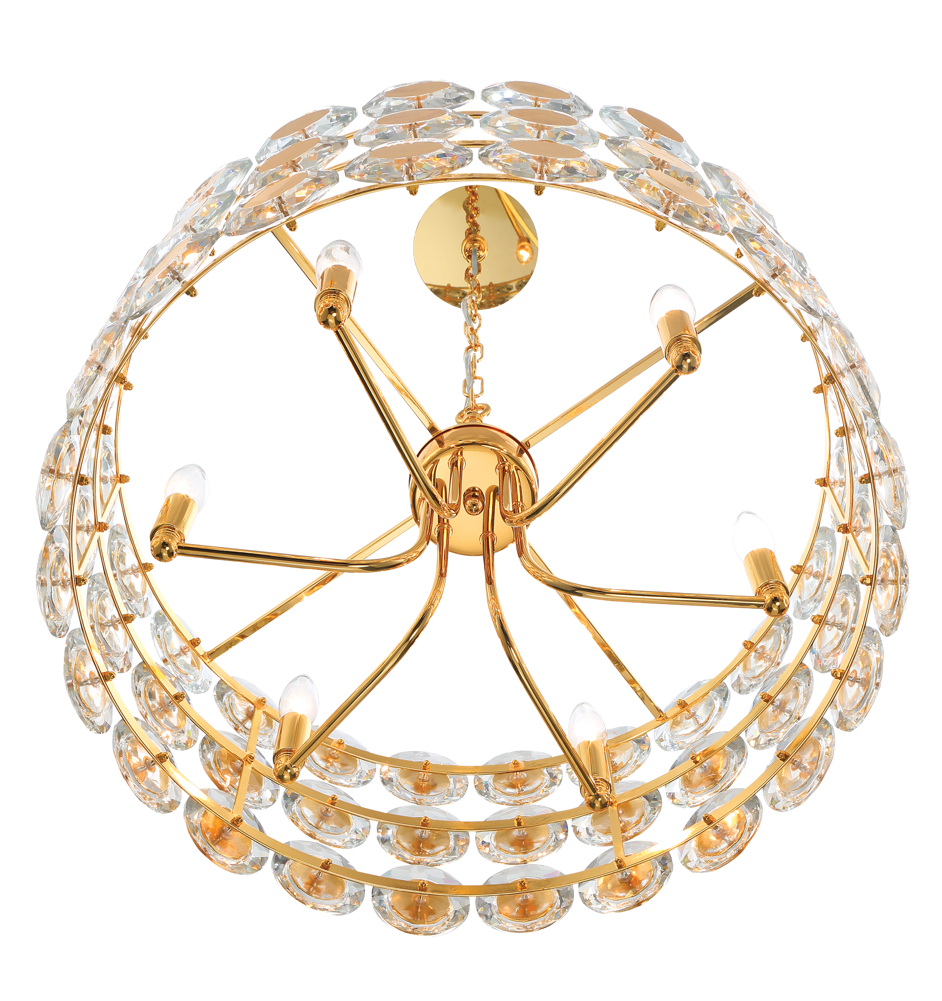 Eurofase Lighting Perrene 23" 6-Light Gold Incandescent Round Chandelier With Clear Glass Shade