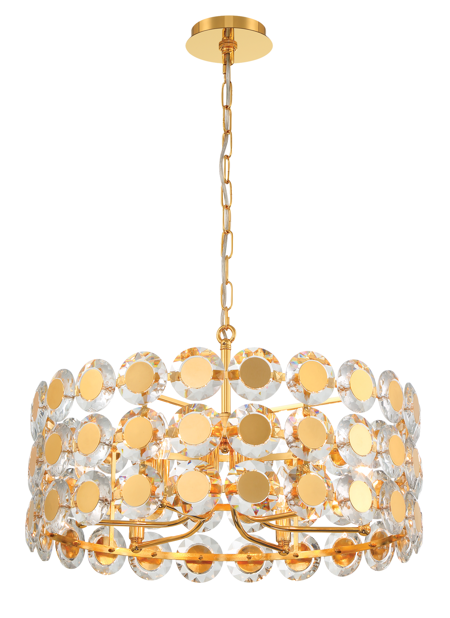 Eurofase Lighting Perrene 23" 6-Light Gold Incandescent Round Chandelier With Clear Glass Shade