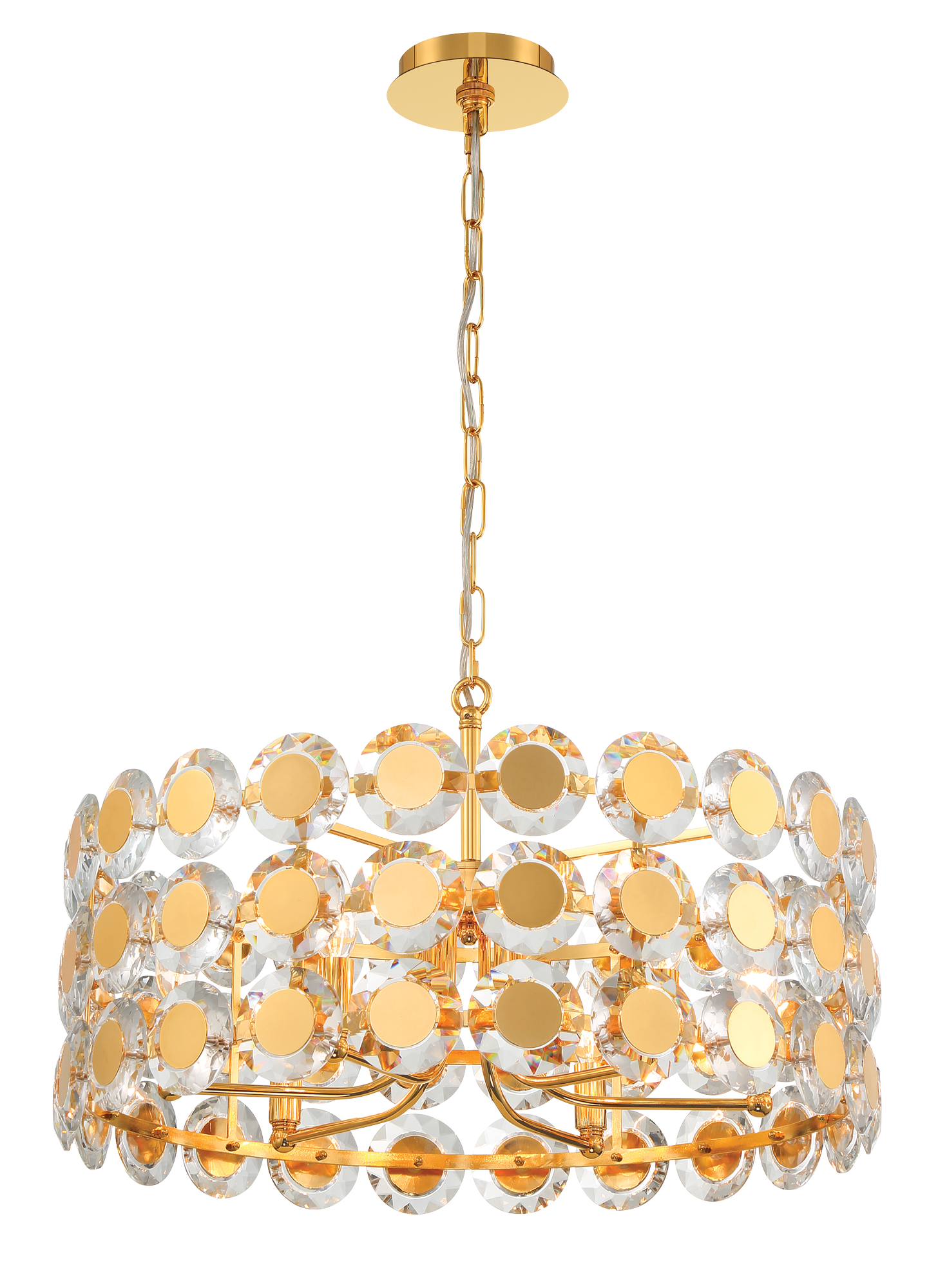 Eurofase Lighting Perrene 23" 6-Light Gold Incandescent Round Chandelier With Clear Glass Shade