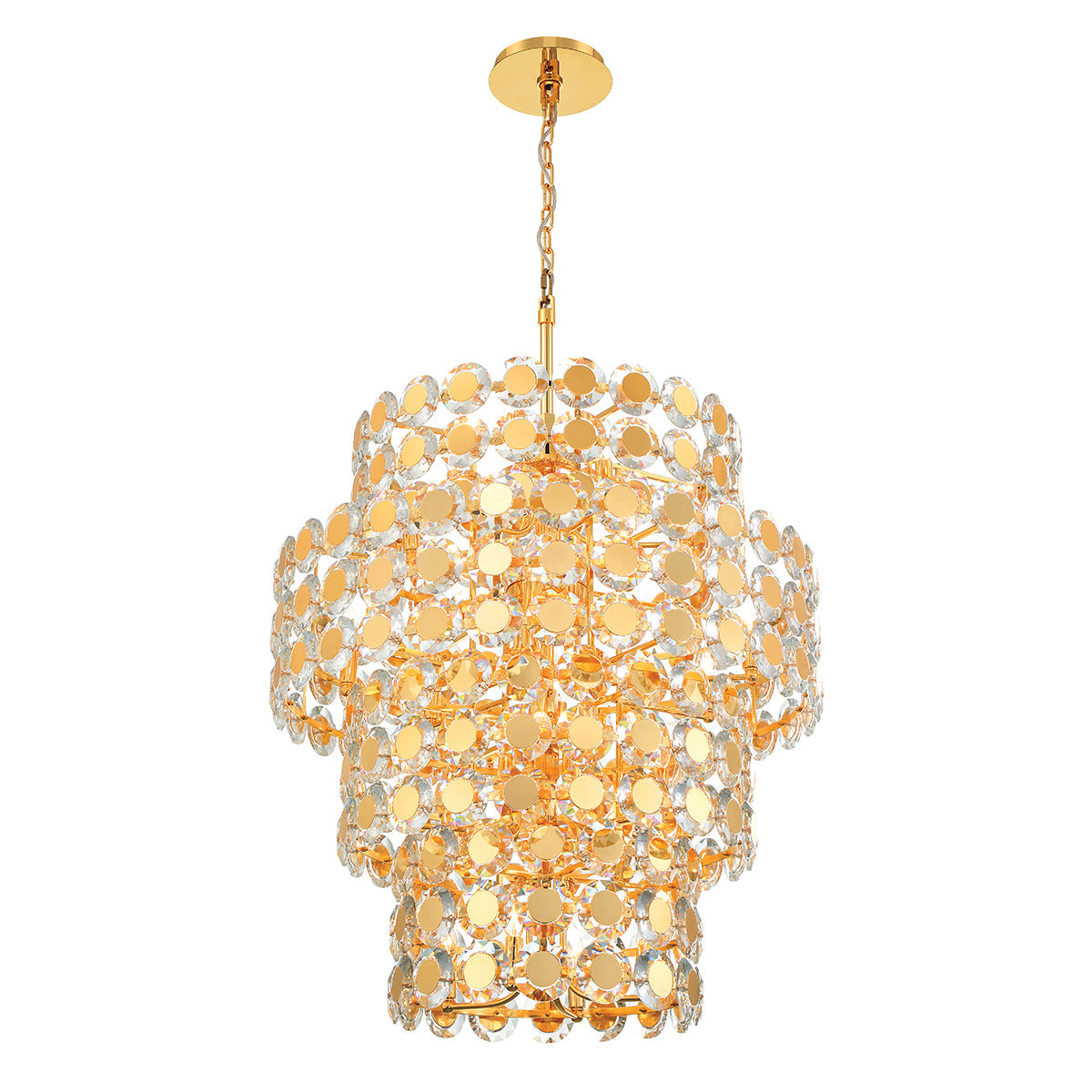 Eurofase Lighting Perrene 32" 24-Light Gold Incandescent Round Chandelier With Clear Glass Shade
