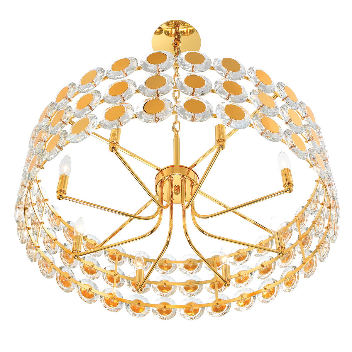 Eurofase Lighting Perrene 32" 8-Light Gold Incandescent Round Chandelier With Clear Glass Shade