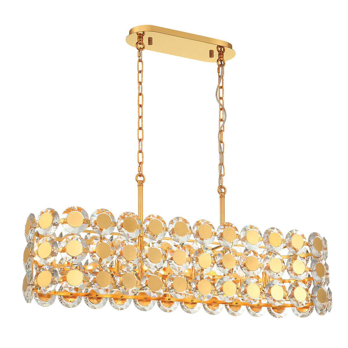 Eurofase Lighting Perrene 40" 8-Light Gold Incandescent Linear Chandelier With Clear Glass Shade