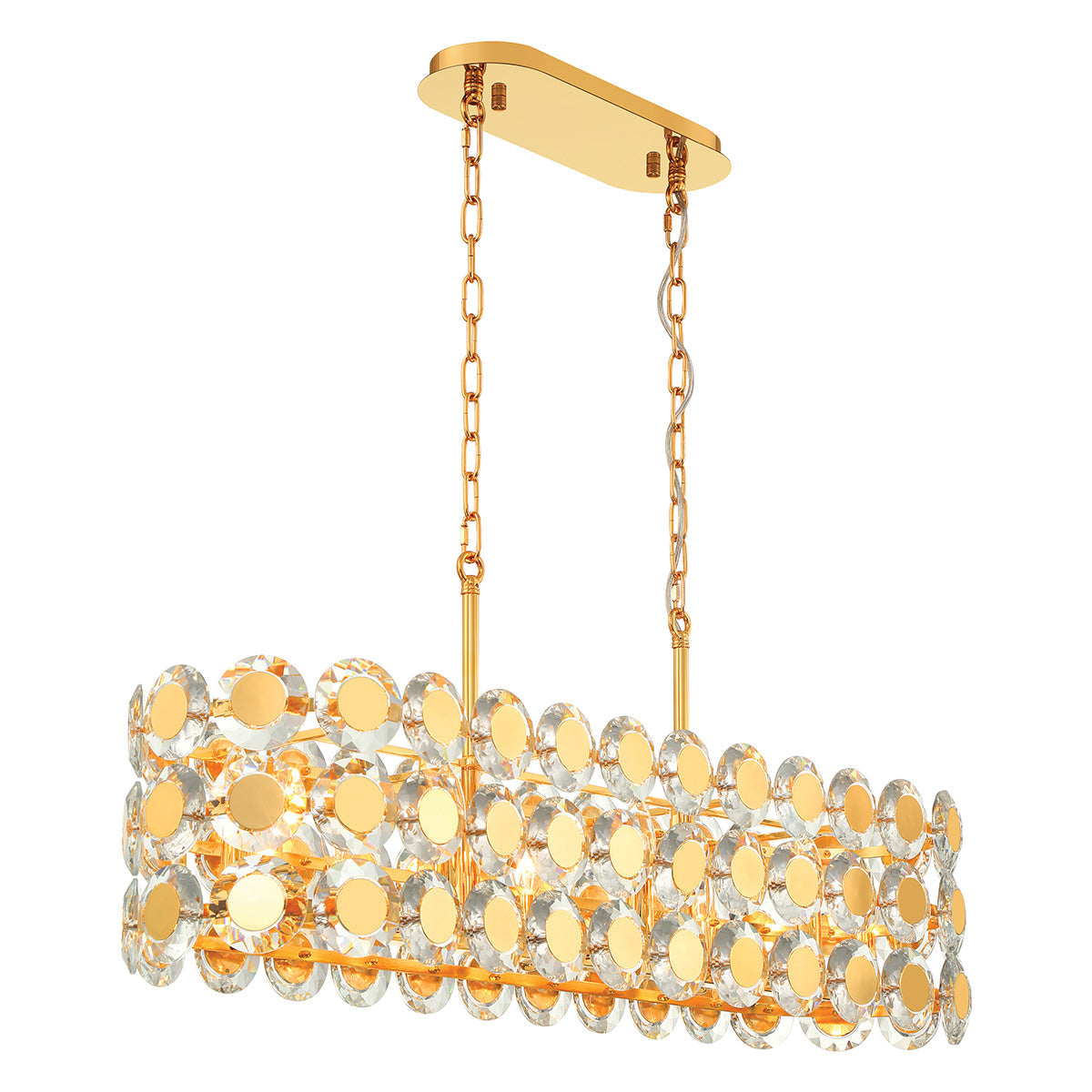 Eurofase Lighting Perrene 40" 8-Light Gold Incandescent Linear Chandelier With Clear Glass Shade