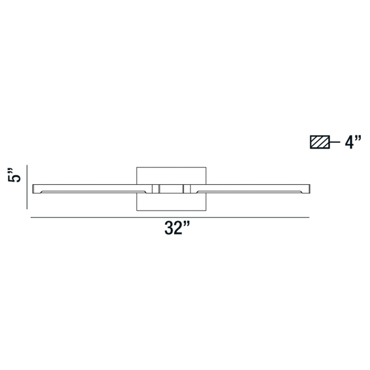 Eurofase Lighting Philip 32" Chrome Vanity Light With Frosted Acrylic Shade