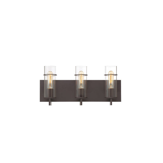 Eurofase Lighting Pista 19" 3-Light Dimmable Incandescent Bronze Bath Bar With Clear Glass Shades